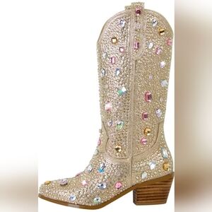 Embellished Gold Western Boots